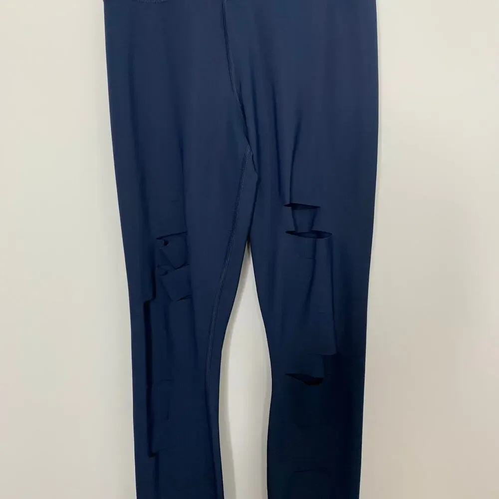 Alo Yoga High Waist Ripped Warrior Legging Navy Athleisure